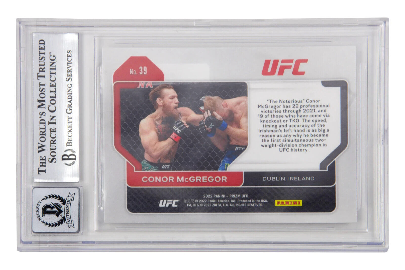 Conor McGregor Signed 2022 Panini Prizm UFC #39 – BGS 10 Autograph